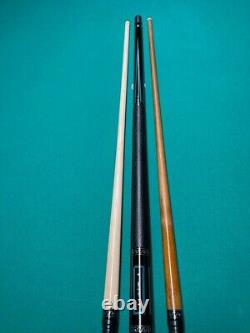 Custom Ebony pool cue radial pin 2-carbon fiber cored shafts & 4 extension