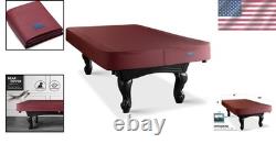 Custom-Fit Waterproof Pool Table Cover Heavy Duty Leatherette in Bordeaux Red