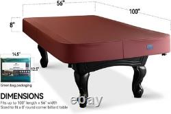 Custom-Fit Waterproof Pool Table Cover Heavy Duty Leatherette in Bordeaux Red