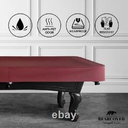 Custom-Fit Waterproof Pool Table Cover Heavy Duty Leatherette in Bordeaux Red