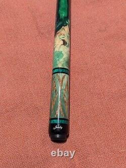 Custom Jacoby Pool Cue. Impregnated Burl Bocote Malachite. 18.7 oz 2 Butt