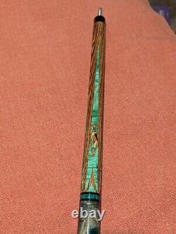 Custom Jacoby Pool Cue. Impregnated Burl Bocote Malachite. 18.7 oz 2 Butt