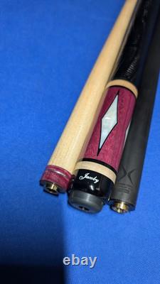 Custom Jacoby Purpleheart Uniloc Quick Release Pool Cue 18.50oz 12.40mm 2 Shafts