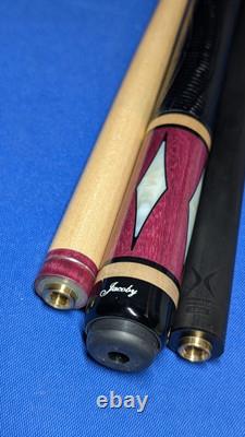 Custom Jacoby Purpleheart Uniloc Quick Release Pool Cue 18.50oz 12.40mm 2 Shafts