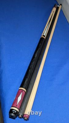 Custom Jacoby Purpleheart Uniloc Quick Release Pool Cue 18.50oz 12.40mm 2 Shafts