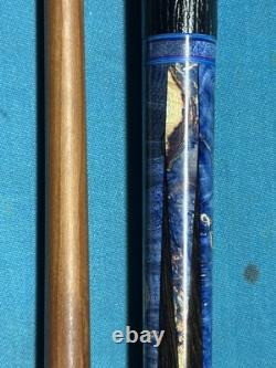 Custom Jeffrey Tucker African Blackwood/Black Ash Burl Points Pool Cue, 3/8X10