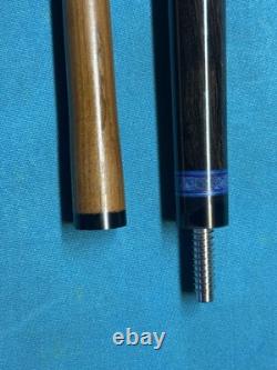 Custom Jeffrey Tucker African Blackwood/Black Ash Burl Points Pool Cue, 3/8X10