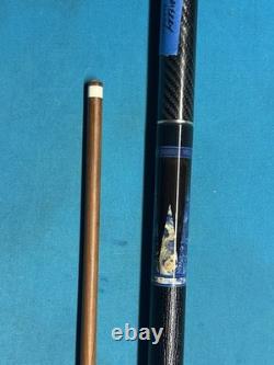 Custom Jeffrey Tucker African Blackwood/Black Ash Burl Points Pool Cue, 3/8X10