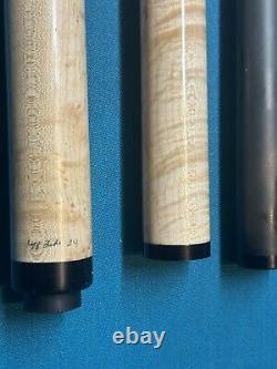 Custom Jeffrey Tucker Curly Maple Break Jump Pool Cue, 30 Carbon Fiber Shaft