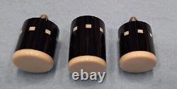 Custom Pool Cue Joint Protectors- Ebony/White/Block Ring 5/16-14 Thread