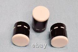 Custom Pool Cue Joint Protectors- Ebony / White/ Dash Rings 5/16-14 Thread