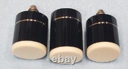 Custom Pool Cue Joint Protectors- Ebony/White/Silver Ring 5/16-18 Thread