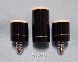 Custom Pool Cue Joint Protectors-Ebony/ White /Silver Ring- RADIAL thread