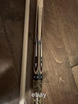 Custom Pool Cue with Pearl Inlays Cobra Skin Wrap