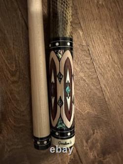 Custom Pool Cue with Pearl Inlays Cobra Skin Wrap