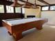 Custom Walnut Pool Table In Excellent Condition With Matching Copper Lighting