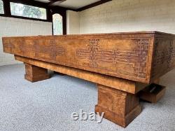 Custom Walnut Pool Table in excellent condition with matching copper lighting