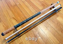 Douglas Moore Cues Custom Pool Cue, 20oz, Radial, 2 Shafts, Maple and Dyed Burl