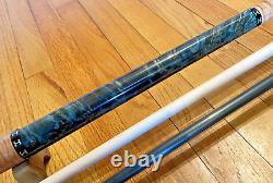 Douglas Moore Cues Custom Pool Cue, 20oz, Radial, 2 Shafts, Maple and Dyed Burl