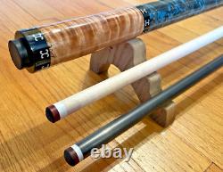 Douglas Moore Cues Custom Pool Cue, 20oz, Radial, 2 Shafts, Maple and Dyed Burl