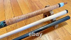 Douglas Moore Cues Custom Pool Cue, 20oz, Radial, 2 Shafts, Maple and Dyed Burl