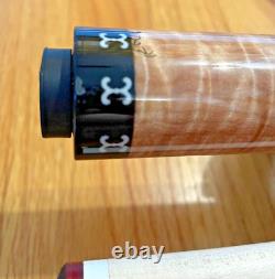 Douglas Moore Cues Custom Pool Cue, 20oz, Radial, 2 Shafts, Maple and Dyed Burl