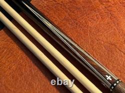 Douglas Moore Custom 8 Point Pool Cue With 2 Maple Shafts. Genuine Lizard Wrap