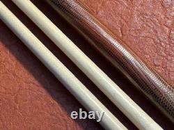 Douglas Moore Custom 8 Point Pool Cue With 2 Maple Shafts. Genuine Lizard Wrap