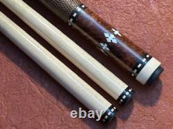 Douglas Moore Custom 8 Point Pool Cue With 2 Maple Shafts. Genuine Lizard Wrap