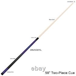 Forged Etched Series ET03 Custom Engraved Purple Pool Cue Aqua Blue