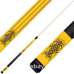 Forged Etched Series ET08 Custom Engraved Yellow Pool Cue Black
