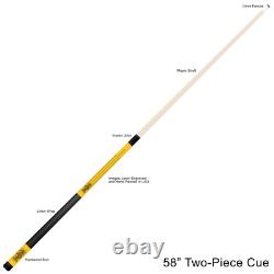 Forged Etched Series ET08 Custom Engraved Yellow Pool Cue Black