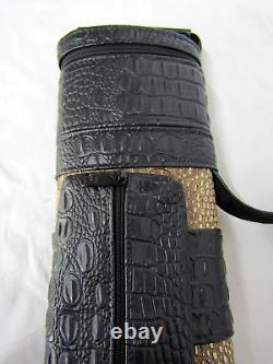 Giuseppe 2x4 Pool Cue Case Black Brown Croc Pattern with Jacoby Custom Embroidery