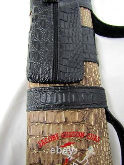 Giuseppe 2x4 Pool Cue Case Black Brown Croc Pattern with Jacoby Custom Embroidery