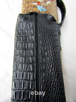 Giuseppe 2x4 Pool Cue Case Black Brown Croc Pattern with Jacoby Custom Embroidery