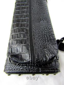 Giuseppe 2x4 Pool Cue Case Black Brown Croc Pattern with Jacoby Custom Embroidery