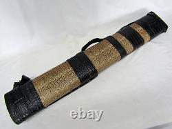 Giuseppe 2x4 Pool Cue Case Black Brown Croc Pattern with Jacoby Custom Embroidery