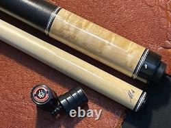 HOW M4 Bird's Eye Maple Pool Cue With One Shaft. Linen Wrapped Cue