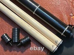 HOW M4 Ebony Pool Cue With Two Shafts. Linen Wrapped Cue