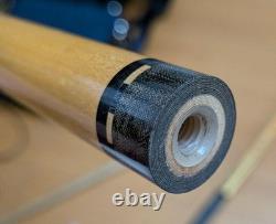 Hubler Custom Queue Pool Cue Ebony Inlay 4-Sword Design No Warping Used