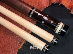 J Michael Durbin Custom Pool Cue With 2 Maple Shafts. Leather Wrap