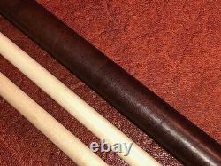 J Michael Durbin Custom Pool Cue With 2 Maple Shafts. Leather Wrap