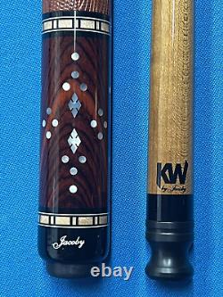 JACOBY CUSTOM POOL CUE 11.75MM 29KW SHAFT LEATHER WRAP RADIAL mother of pearl