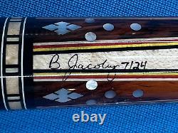 JACOBY CUSTOM POOL CUE 11.75MM 29KW SHAFT LEATHER WRAP RADIAL mother of pearl