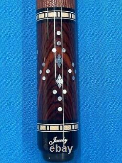 JACOBY CUSTOM POOL CUE 11.75MM 29KW SHAFT LEATHER WRAP RADIAL mother of pearl