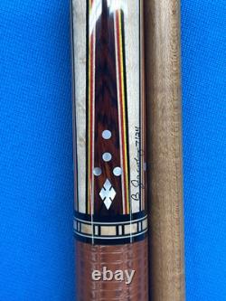 JACOBY CUSTOM POOL CUE 11.75MM 29KW SHAFT LEATHER WRAP RADIAL mother of pearl