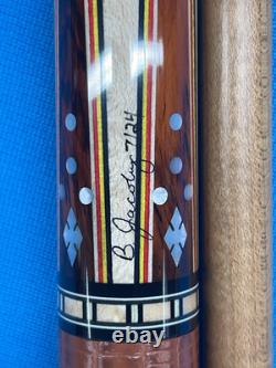 JACOBY CUSTOM POOL CUE 11.75MM 29KW SHAFT LEATHER WRAP RADIAL mother of pearl