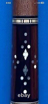 JACOBY CUSTOM POOL CUE 12.3MM 29KW SHAFT LEATHER WRAP RADIAL mother of pearl