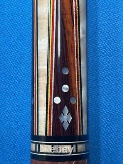 JACOBY CUSTOM POOL CUE 12.3MM 29KW SHAFT LEATHER WRAP RADIAL mother of pearl