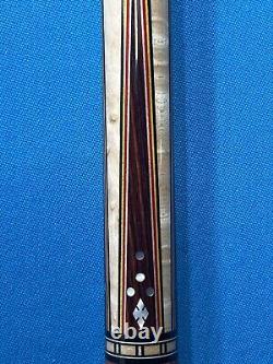 JACOBY CUSTOM POOL CUE 12.3MM 29KW SHAFT LEATHER WRAP RADIAL mother of pearl